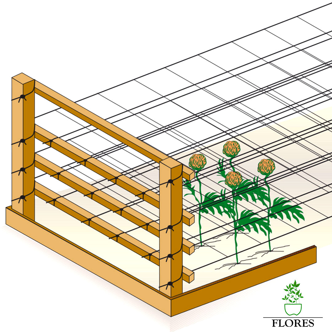 Ipaši izturīgs ziedu/augu atbalsta Tīkls - 12,5 x 12,5 x 100cm